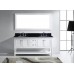 Julianna 72" Double Bathroom Vanity in White with Black Galaxy Granite Top and Round Sink with Polished Chrome Faucet and Mirror - B07D3Z39LW